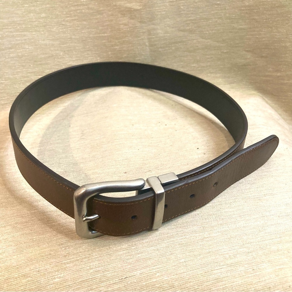 RALPH LAUREN RLR Reversible Leather Belt with Silver Buckle